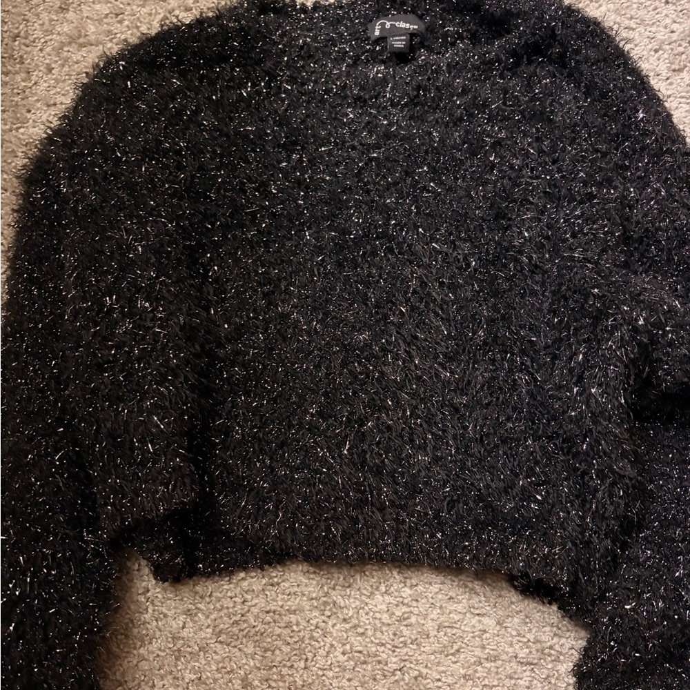 Chic Black Fuzzy Sweater